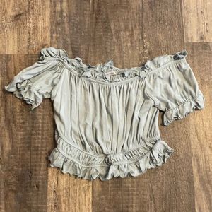 Charlotte Russe muted blue ruffle crop top